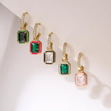 HECHENG Colorful Zircon Enamel Earrings 18K Plated Jewelry