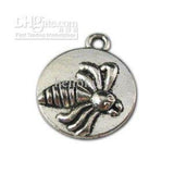 200pcs Tibetan Silver Bee Flat Round Charm A11150