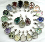 Tiger Eye Quartz Turquoise Gravel Stone Glass Pendant DIY Jewelry Necklace 10Pcs