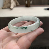 Zheru Jewelry Natural Myanmar Jade 54-64mm Light Flower Bracelet Gift for Her