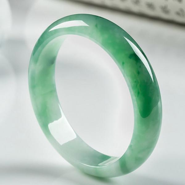 Myanmar Jade A-Class Green Two-color Bracelet 54-62mm