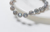 925 Sterling Silver Natural Grey Moonstone Round Bracelet with Star of David