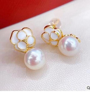 10-12mm Japanese AKoya Pink Pearl Water Drop Earrings