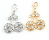 20PCS 25x27mm Rhinestones Cherry Pendant Hang Charms DIY Accessory