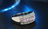 Pink Crystal Ring Tibetan Silver Ring for Women Wedding Party Jewelry