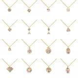Colorful Zircon Pendant Necklace with Chain Set