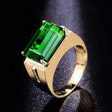 Emerald Gemstone Men's Ring Open Mouth Design