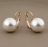 Big Shell Pearl Drop Earrings Silver - Women Gift