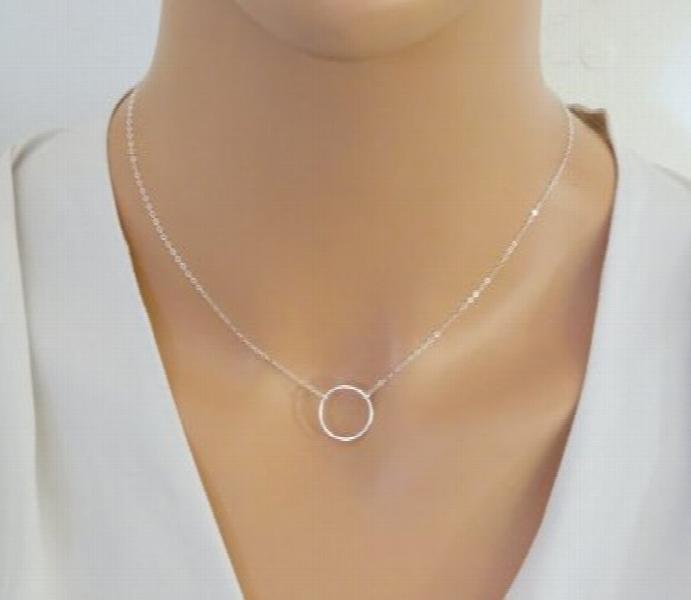 925 Silver Circle Necklace Dainty Design