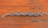Vintage Oval Gold Sequins Stone Bracelet Antique Silver Plated Jewelry