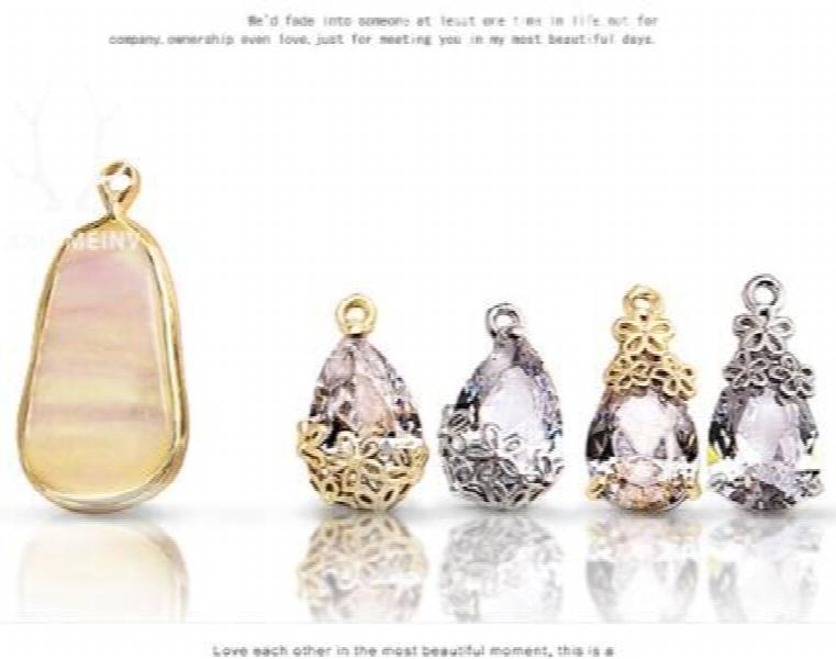 10Pcs Baroque Oval Crystal Alloy Earring Ear Charms Necklace Pendants