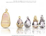 10Pcs Baroque Oval Crystal Alloy Earring Ear Charms Necklace Pendants