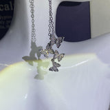 Butterfly Long Chain Pendant Necklace for Women Zircon Stone Choker