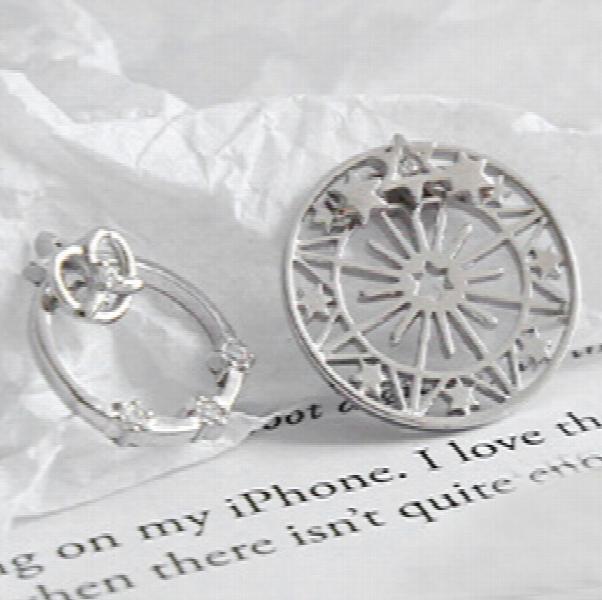 925 Silver Star Zircon Earrings Women