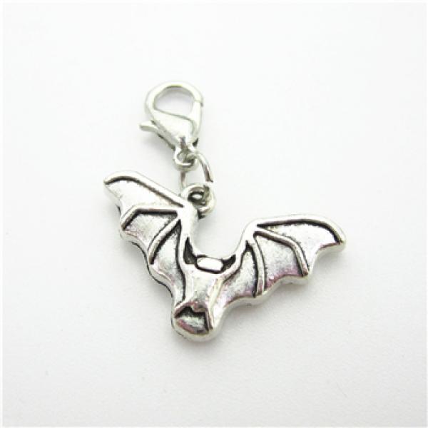 20pcs Halloween Bat Charms Dangle Lobster Clasp Macroporous Beads DIY Jewelry