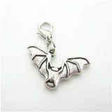 20pcs Halloween Bat Charms Dangle Lobster Clasp Macroporous Beads DIY Jewelry