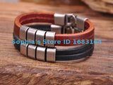 G117 Metal Clasp Surfer Leather Mens Wristband Cuff