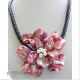 Hand-made Red Shell Flower Necklace 70mm