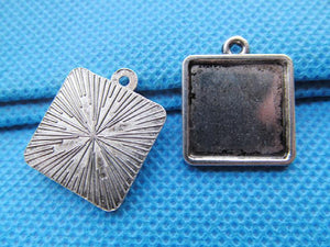 100pcs Square Base Setting Tray Bezel Pendant Charm 15mm Cabochon DIY Accessory