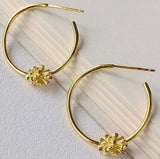 Korean Style 925 Silver Flower Hoop Earrings