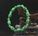 Natural Jade Hand Green Beads Bangle Elastic Bracelet