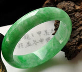 Certified Natural Myanmar Emerald Carved 54-62mm Green Bracelet