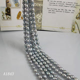 Gray Real 7-8mm Rice Freshwater Pearl Loose Beads DIY Making