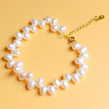 Freshwater Pearl Cultured Pearl Rice Shape Beaded 925 Bracelet