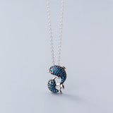 S925 Sterling Silver Dolphin Whale Pendant Necklace Set