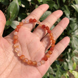 Red Carnelian Agate Bracelet Diamond Shape Faceted Beads Crystal Healing Stone