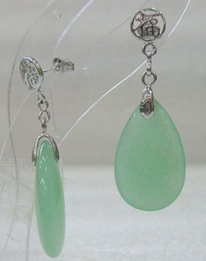 Natural Light Green/Red Jade Drop Earrings