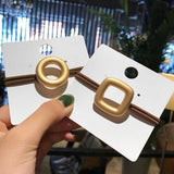 Metal Round Square Rubber Band Women Hairwear Accessories