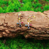 925 Silver Circle Rainbow Earring Cross Zircon Drop Jewelry