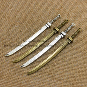 10pcs 10*107mm Alloy Two Heavy Long Sword Charms Pendant DIY Metal Jewelry