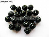10mm Jet Top Czech Crystal Rhinestones Pave Clay Round Disco Ball Spacer Beads