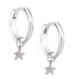925 Silver Circle Ring Earring DIY Star Moon Pendant Hoop Women Jewelry