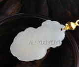 Natural A Jadeite Jade + 18K Solid Chinese Cabbage Amulet Pendant + Necklace