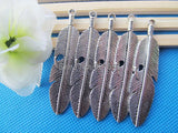 50pcs Antique Silver/Bronze Heavy Filigree Long Feather Pendant Charm/Finding