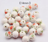 50pcs Porcelain Beads, DIY Ceramic Loose Beads, Round Shape