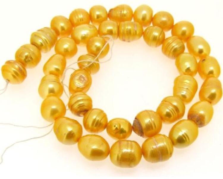 Yellow Rice Freshwater Pearl Beads Full Strand For Necklace DIY