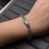 Natural Gray Moonstone/Labradorite Pixiu Bracelet Charm Wealth Luck Jewelry