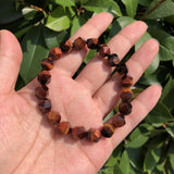 Red Tiger Eye Bracelet Diamond Shape Faceted Beads Crystal Healing Stone Jewelry