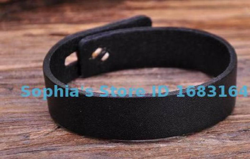 Retro Plain Leather Wristband Bracelet Cuff Men