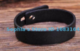 Retro Plain Leather Wristband Bracelet Cuff Men