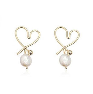 Heart Coin Pearl Earrings Real Freshwater Pearls Silver Fine Jewelry