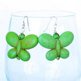 Pink Turquoise Crystal Butterfly Earrings S925 Sterling Silver Dangle