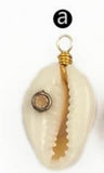 Cowrie Shell Pendant Gemstone Charm Brass Wire Wrapped Pendant