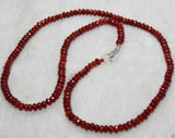 Brazil Red Ruby Roundel Gems Beads Necklace Silver Clasp