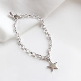 925 Sterling Silver Star Bead Bracelet for Women