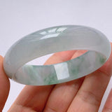 Natural Burmese Jade Light Green Two-Color Bracelet 54-64mm